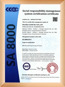 SA8000 Social Responsibility Management System Certification